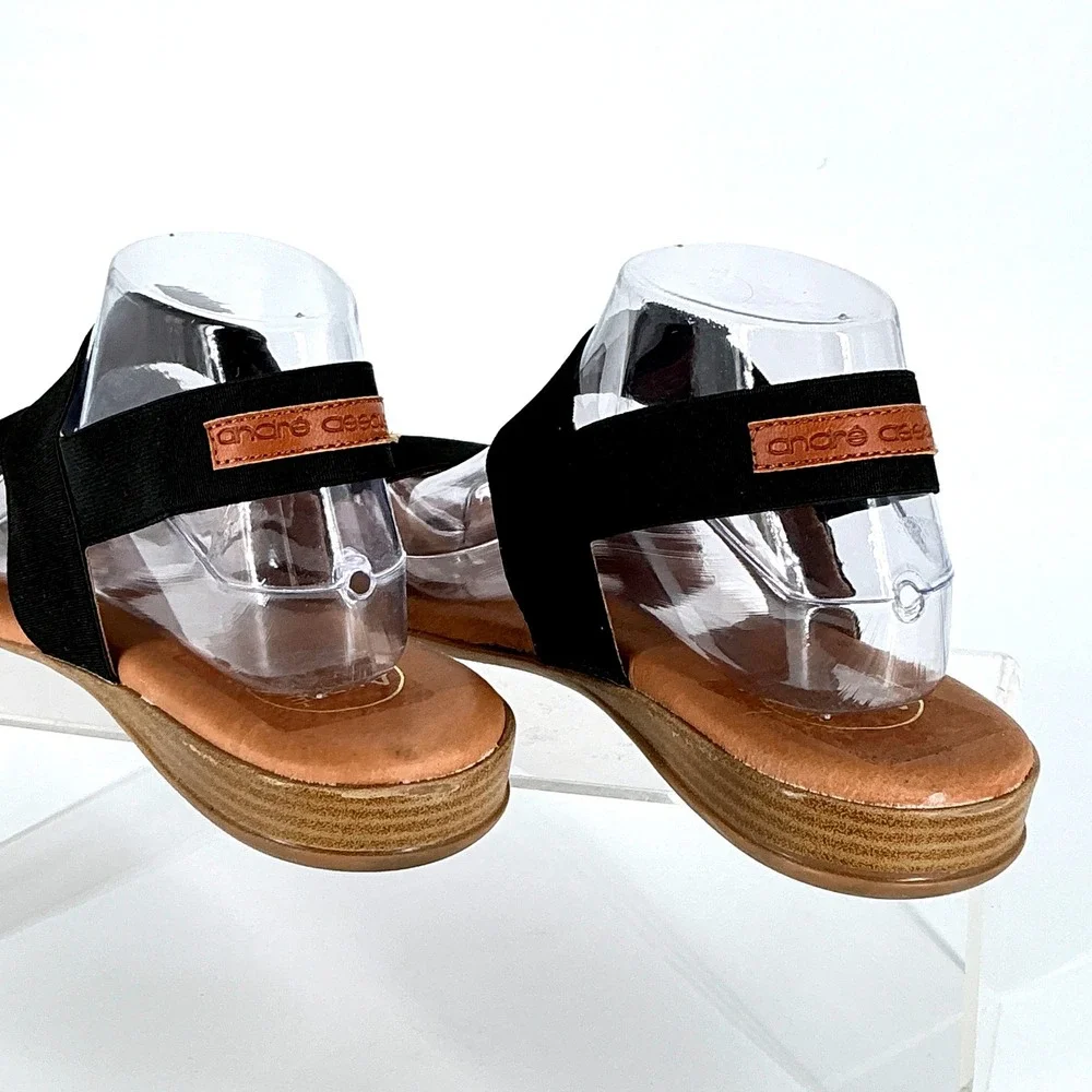 Andre Assous Size 11 Featherweights‎ Black Strap Flat Sandals Spain Nigella